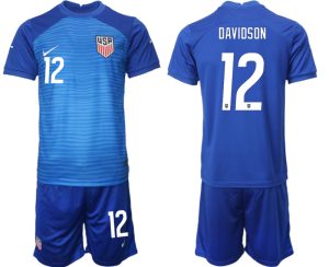Neuen United States Auswärtstrikot WM 2022 in blau USA Trikotsatz mit Aufdruck DAVIDSON 12