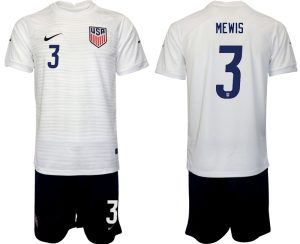 USA Fußballtrikot Kaufen Heimtrikot WM 2022 Weiß Schwarz für Herren MEWIS 3