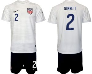 USA Fußballtrikot Kaufen Heimtrikot WM 2022 Weiß Schwarz für Herren SONNETT 2