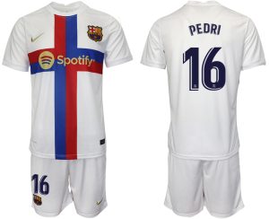 Neuen Fußballtrikots FC Barcelona 2022/23 Ausweichtrikot weiß für Herren PEDRI 16