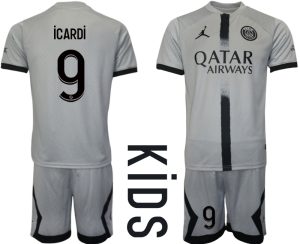 Fussballtrikots Günstig Paris Saint-Germain PSG 22-23 Auswärtstrikot Trikotsatz für Kinder iCARDi 9