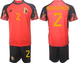 Herren Belgien WM 2022 Heimtrikot rot schwarz Trikotsatz Neuen Fußballtrikots ALDERWEIRELD 2