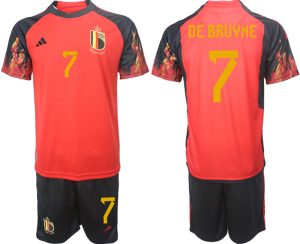 Herren Belgien WM 2022 Heimtrikot rot schwarz Trikotsatz Online Kaufen DE BRUYNE 7