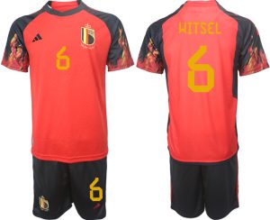 Herren Belgien WM 2022 Heimtrikot rot schwarz Trikotsatz Online Kaufen WITSEL 6
