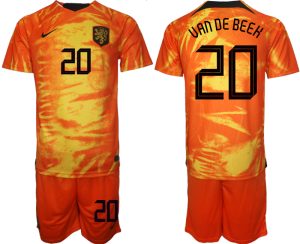Herren Niederlande 2022-23 Heimtrikot orange Trikotsatz mit Aufdruck VAN DE BEEK 20