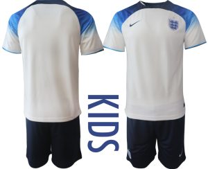 Kinder Heimtrikot England 2022 World Cup weiß blau FußballTrikot Outlet