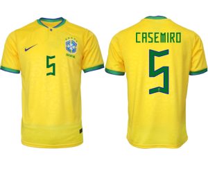 Brasilien FIFA WM Katar 2022 Heimtrikot gelb Kurzarm für Herren CASEMIRO 5