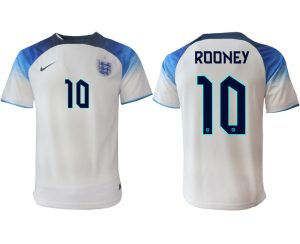 England FIFA WM Katar 2022 weiß blau Herren Heimtrikot mit Namen ROONEY 10