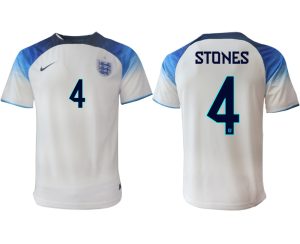 England FIFA WM Katar 2022 weiß blau Herren Heimtrikot mit Namen STONES 4