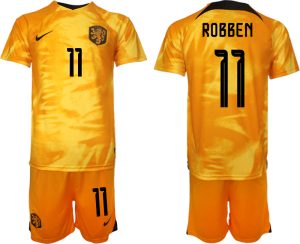 Fußballtrikot für Herren Niederlande Heimtrikot WM 2022 Fußballtrikot Orange ROBBEN 11