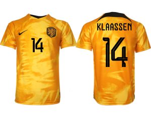 Herren Niederlande Heimtrikot WM 2022 Orange Kurzarm Fußball Trikot Outlet KLAASSEN 14