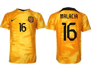 Herren Niederlande Heimtrikot WM 2022 Orange Kurzarm Neuen Fußballtrikots MALACIA 16
