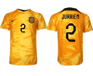 Kaufe Herren Fußballtrikots Niederlande Heimtrikot WM 2022 Orange Kurzarm JURRIEN 2
