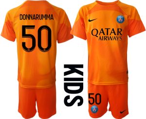 Kinder Paris Saint Germain PSG 2022-23 Torwarttrikot Kurzarm orange Fußballtrikots DONNARUMMA 50