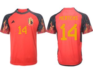 Belgien FIFA WM Katar 2022 rot schwarz Herren Heimtrikot Kurzarm mit Namen MERTENS 14
