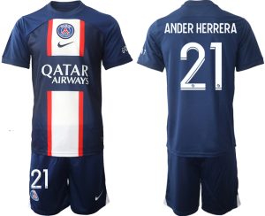 Fußballtrikot für Herren Paris Saint Germain PSG 2022-23 Heimtrikot KurzarmTrikotsatz ANDER HERRERA 21