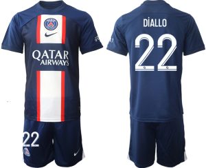 Fußballtrikot für Herren Paris Saint Germain PSG 2022-23 Heimtrikot KurzarmTrikotsatz DiALLO 22