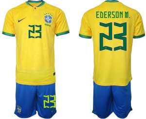 Brasilien WM 2022 Trikot gelb T-Shirt für Herren EDERSON M. 23