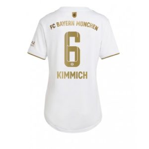 Frauen Fußballtrikots FC Bayern Munich Auswärtstrikot 2022-23 weiss Kurzarm Joshua Kimmich 6