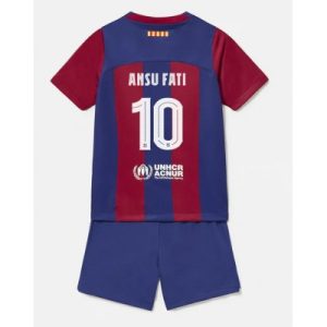 Kinderheim Trikot FC Barcelona 2023-24 Fußballtrikots Trikotsatz Ansu Fati 10