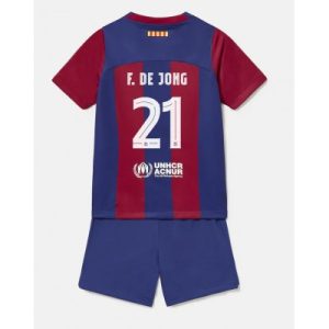 Kinderheim Trikot FC Barcelona 2023-24 Fußballtrikots Trikotsatz Frenkie de Jong 21