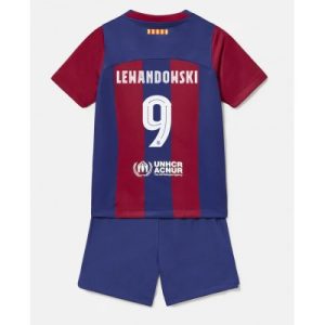 Kinderheim Trikot FC Barcelona 2023-24 Fußballtrikots Trikotsatz Robert Lewandowski 9