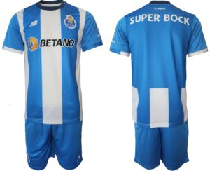 Herren Porto Heimtrikot 2023-24 blau weiß Fußballtrikots Trikotsatz