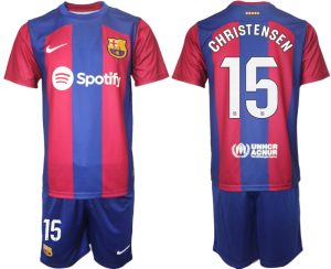 Billig FC Barcelona 2023-2024 Fußballtrikots Set mit namen CHRISTENSEN 15