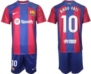 Herren Heimtrikot FC Barcelona 2023-2024 Fußballtrikots Set mit namen ANSU FATI 10