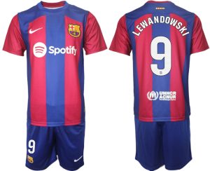 Herren Heimtrikot FC Barcelona 2023-2024 Fußballtrikots Set mit namen LEWANDOWSKI 9