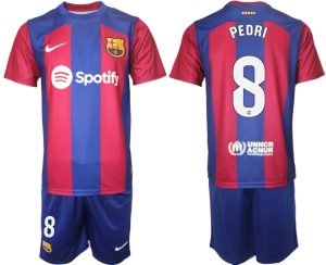 Herren Heimtrikot FC Barcelona 2023-2024 Fußballtrikots Set mit namen PEDRI 8