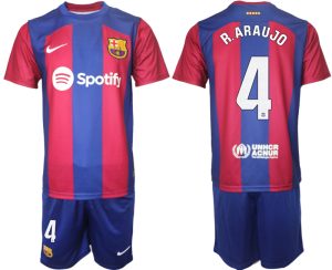 Herren Heimtrikot FC Barcelona 2023-2024 Neue Trikots Set mit Aufdruck R.ARAUJO 4