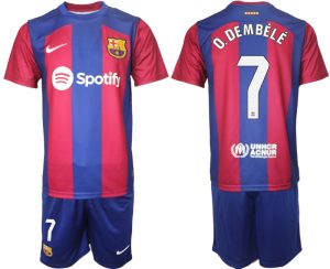Herren Heimtrikot FC Barcelona 2023-2024 Neue Trikots Set mit namen O.DEMBÉLÉ 7
