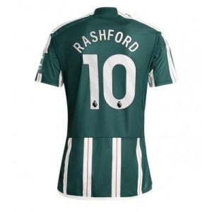 Herren Manchester United Auswärtstrikot 2023-24 Kurzarm in grün Marcus Rashford 10
