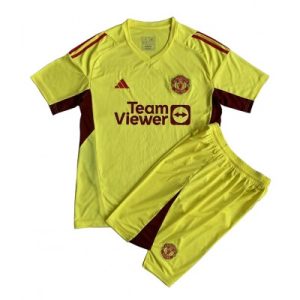 Kinder Fußball Trikot Manchester United Torwart Auswärts Trikotsatz gelb T-Shirt